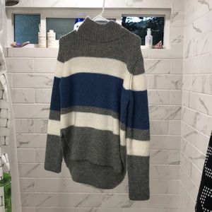 Mock neck striped sweater